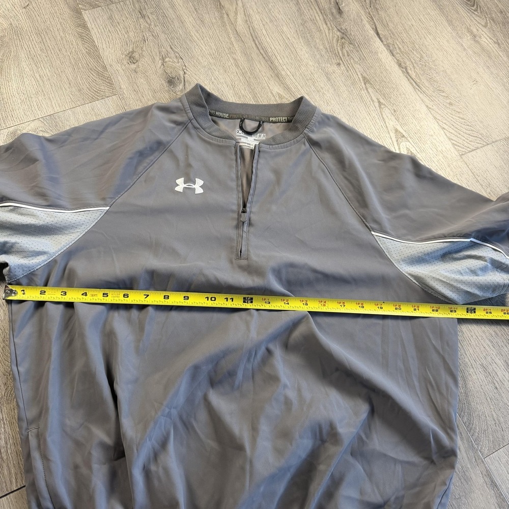 Under Armour Pullover Mens Medium Gray 1/4 Zip Short Sleeve Baseball Cage Shirt - Picture 9 of 12